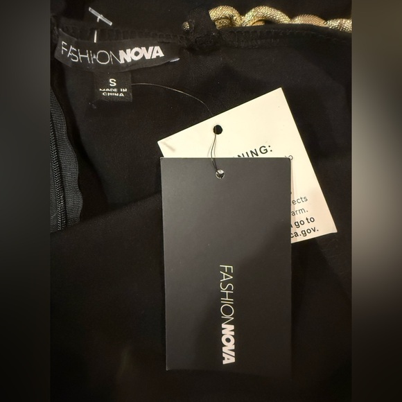 NWT Fashion Nova Black Chain Strap Bodycon Midi Dress S - Picture 4 of 8